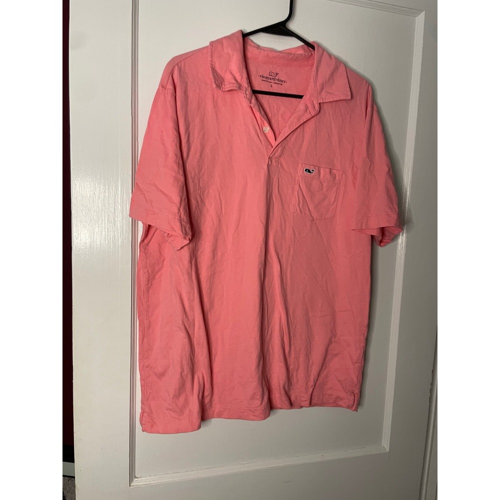 Vineyard Vines Mens Polo Shirt Coral Pink Short Sleeve Casual‎ Top